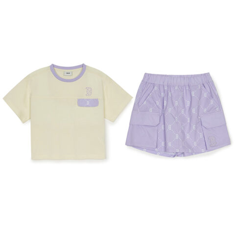 MLB KIDS Casual Sportswear 2 Piece Set Light Purple Children Aged 3 7 Years Old