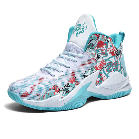 BIANSULONG Cushioning Slip Resistant Abrasion Resistant Mid top Basketball Shoes Unisex White Moon