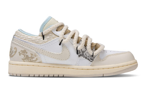Jordan Air Jordan 1 Snake Ruyi Abrasion Resistant Low top Vintage Basketball Shoes Women’s Beige