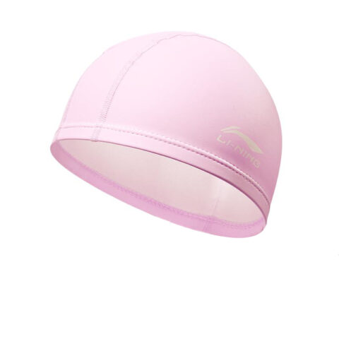 Li Ning Solid Color Swimming Cap Pu Girls’ Beginner Swimming Pool Kids’ 23 26CM Pink