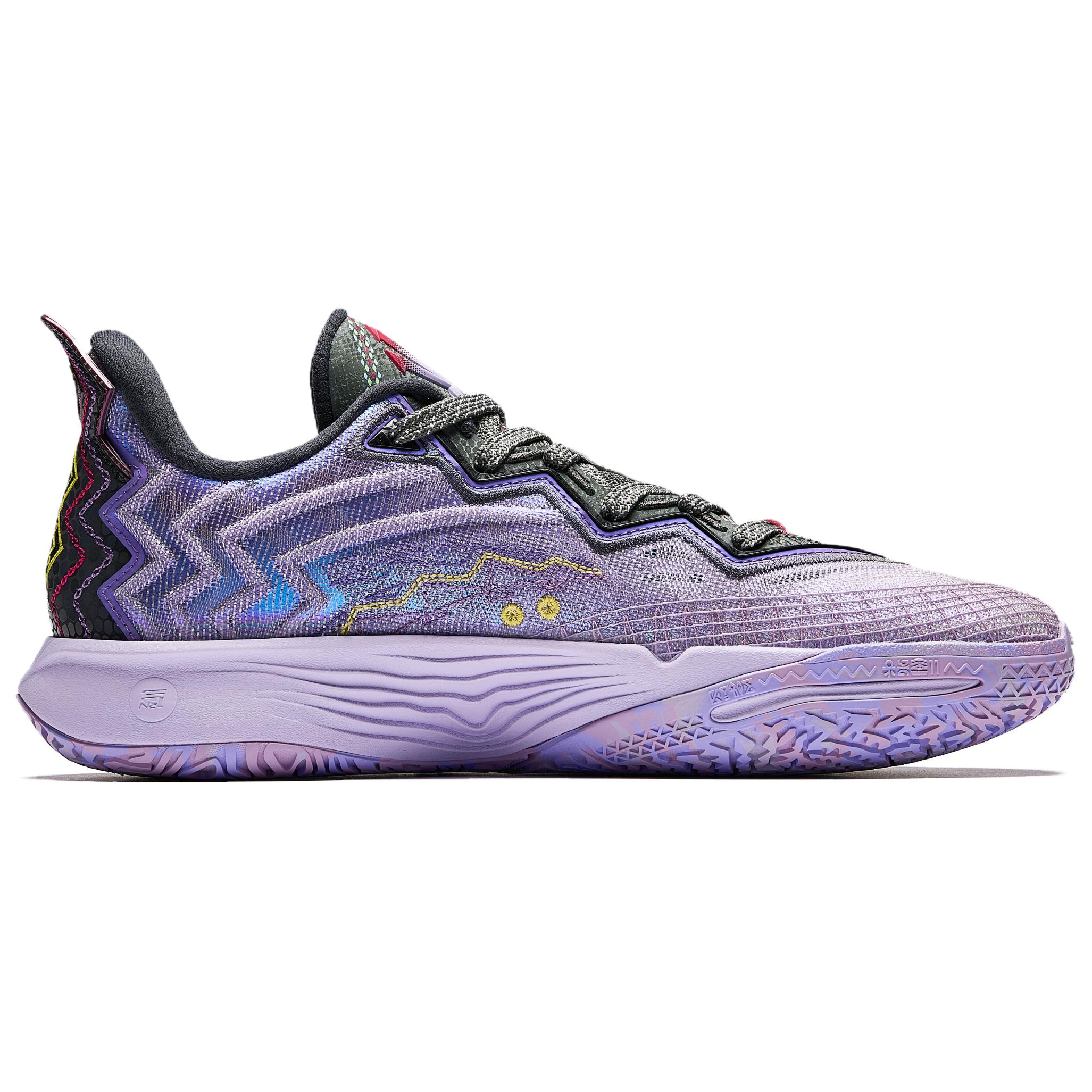 Anta KAI 2 Textile, Synthetic Leather Low top Midfoot Carbon Plate Basketball Shoes Men’s Gray Purple