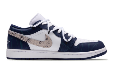 Jordan Air Jordan 1 Slip Resistant, Abrasion Resistant, Lightweight Low top Vintage Basketball Shoes Men’s White Blue