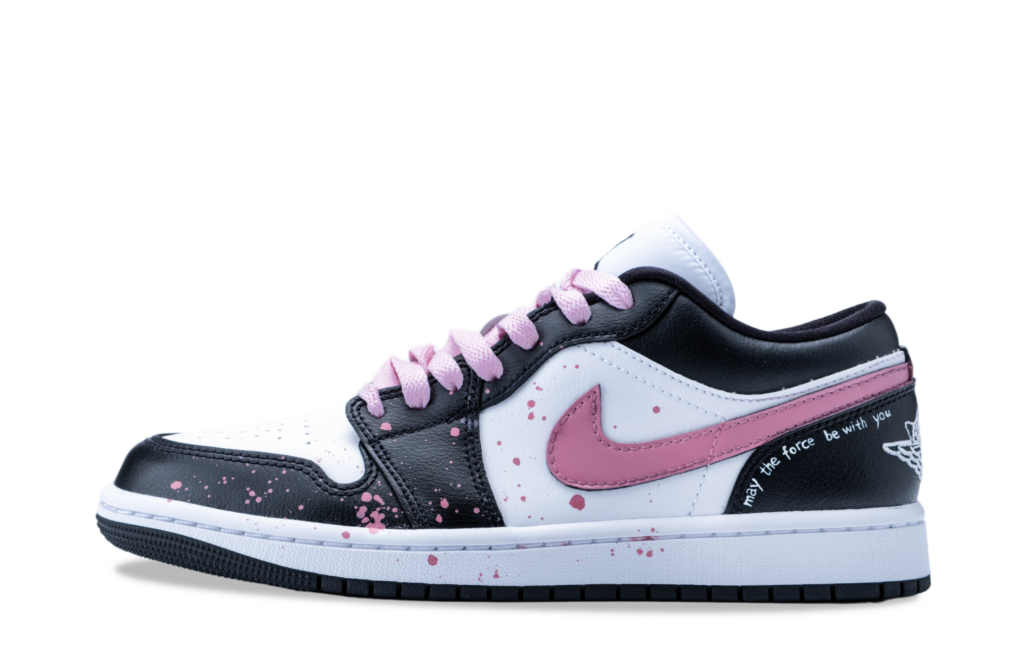 Jordan Air Jordan 1 Slip Resistant Low top Vintage Basketball Shoes Women’s Black Pink