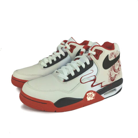 Nike Flight Legacy Synthetic Leather Cushioning Mid top Vintage Basketball Shoes Unisex Red White