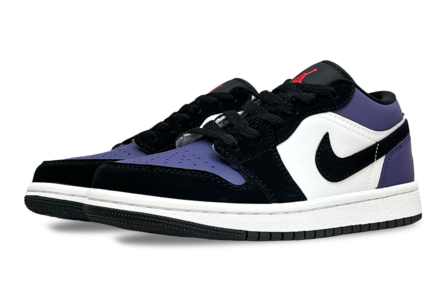 Jordan Air Jordan 1 Reverse Black Purple Slip Resistant Abrasion Resistant Low top Vintage Basketball Shoes Unisex