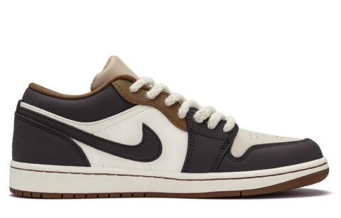 Jordan Air Jordan 1 Charred Mocha Low top Vintage Basketball Shoes Men’s Light Yellow