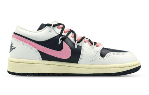 Jordan Air Jordan 1 Abrasion Resistant Slip Resistant Low top Vintage Basketball Shoes Women’s Black Pink White