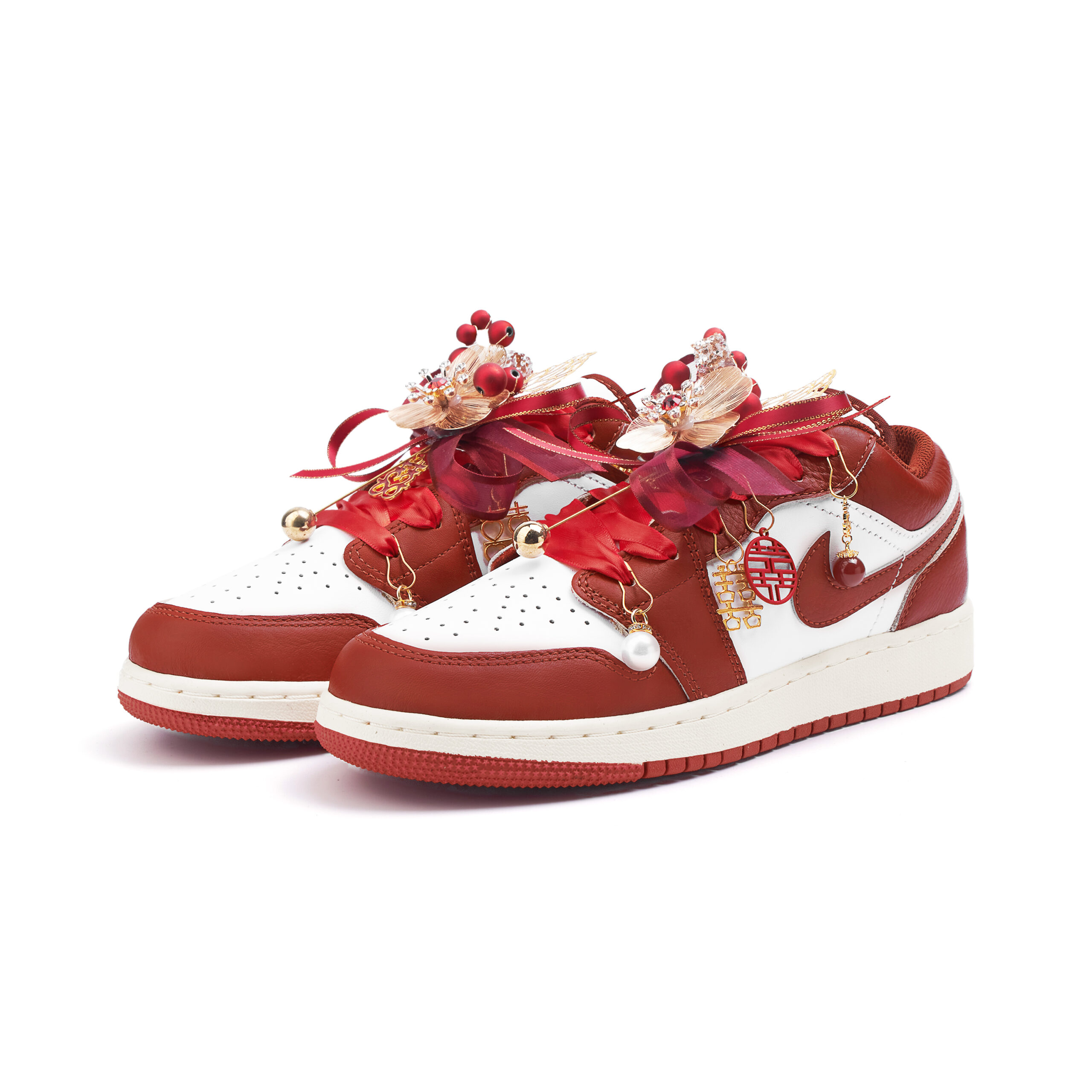 Jordan Air Jordan 1 Slip Resistant Abrasion Resistant Low top Vintage Basketball Shoes Women’s Red