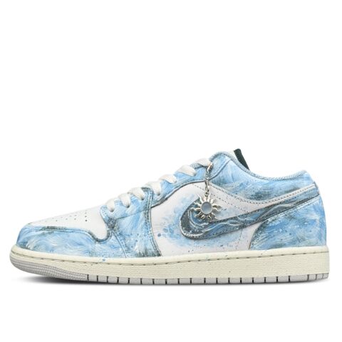 Jordan Air Jordan 1 Abrasion Resistant Abrasion Resistant Low top Vintage Basketball Shoes Unisex Sky Blue