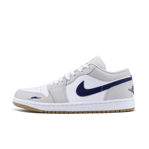 Jordan Air Jordan 1 Cushioning Slip Resistant Low top Vintage Basketball Shoes Unisex White Gray