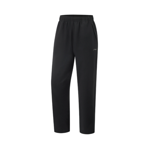 Li Ning Fitness Series Solid Color Mid Rise Breathable Versatile Fleece Lined Thermal Sports Pants Men’s Black