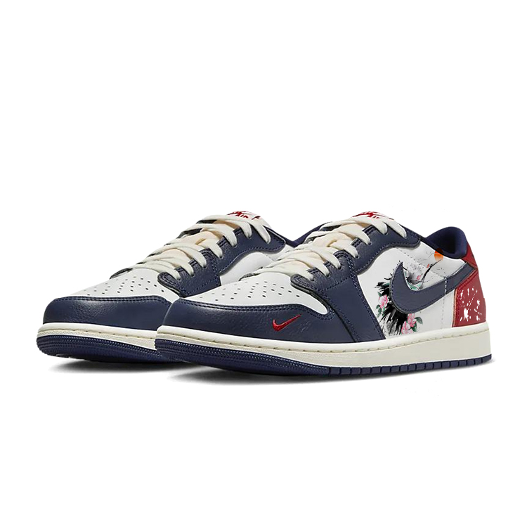 Jordan Air Jordan 1 Slip Resistant Abrasion Resistant Low top Vintage Basketball Shoes Men’s Red White Blue