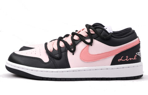 Jordan Air Jordan 1 Slip Resistant Coverage Low top Vintage Basketball Shoes Women’s Black Pink