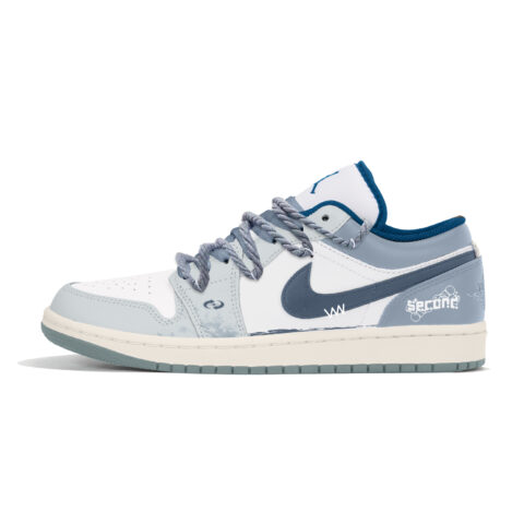Jordan Air Jordan 1 Abrasion Resistant Abrasion Resistant Low top Vintage Basketball Shoes Unisex Haze Blue