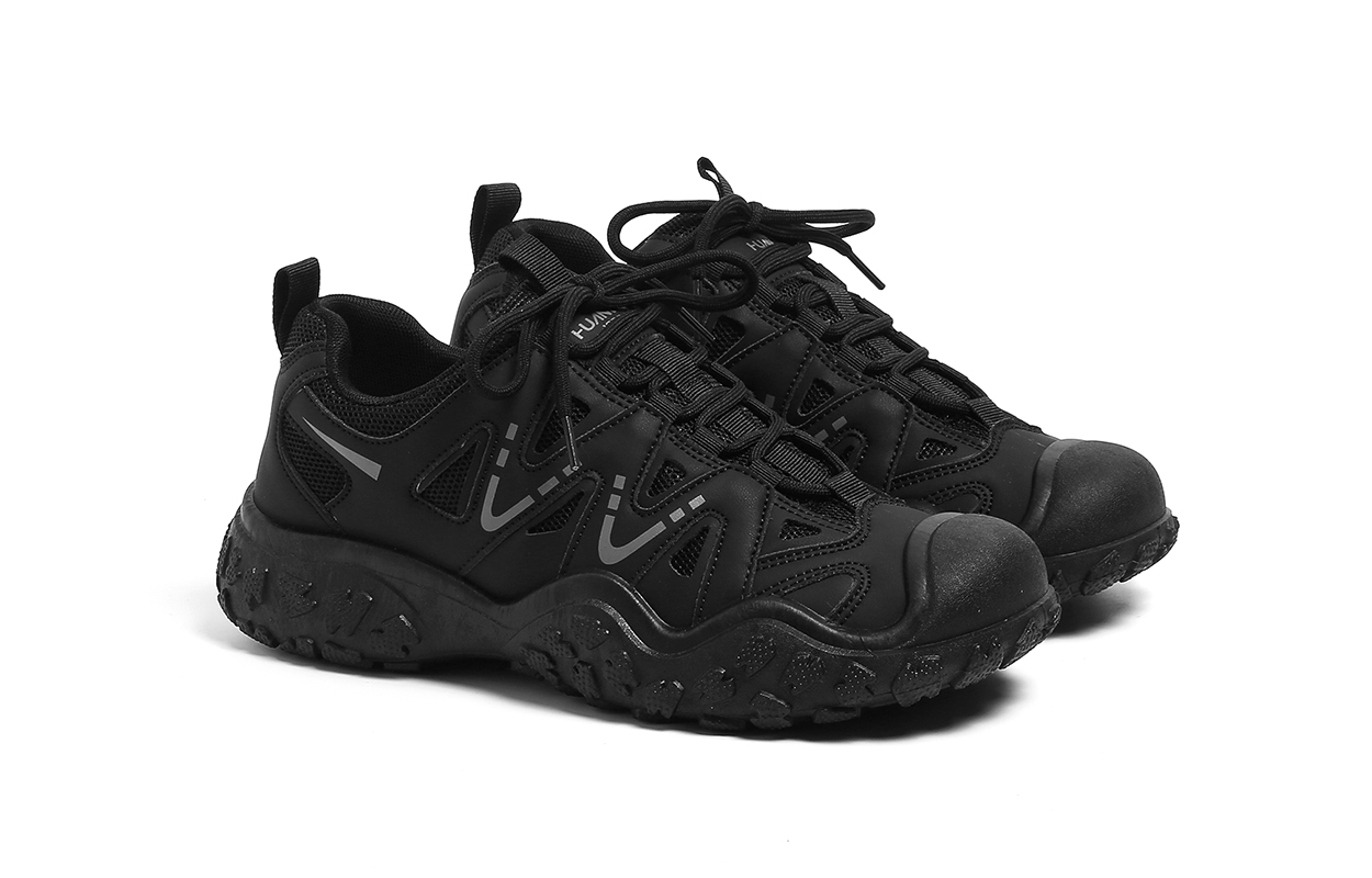 HUANQIU Abrasion Resistant Breathable Height Increasing Low top Mountaineering Shoes Men’s Black