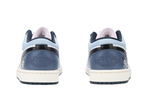 Jordan Air Jordan 1 Nautical Storm Cushioning, Wear Resistant Low top Vintage Basketball Shoes Unisex White Blue