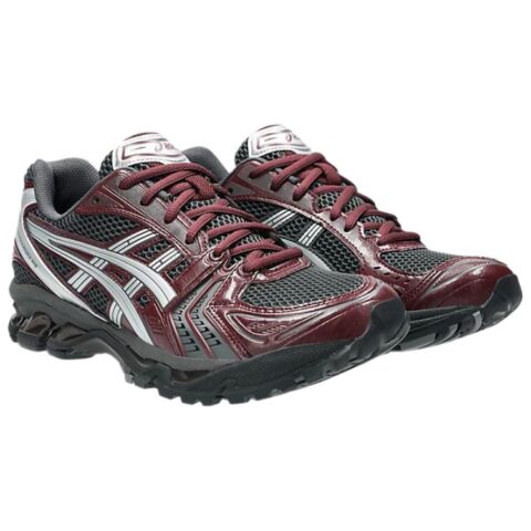 ASICS Gel Kayano 14 Synthetic Leather, Artificial Leather Cushioning Support Casual Running Shoes Unisex Gray Red