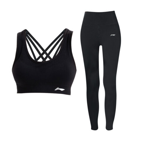 Li Ning Fitness Set Women's Black Tank Top Yoga Pants
