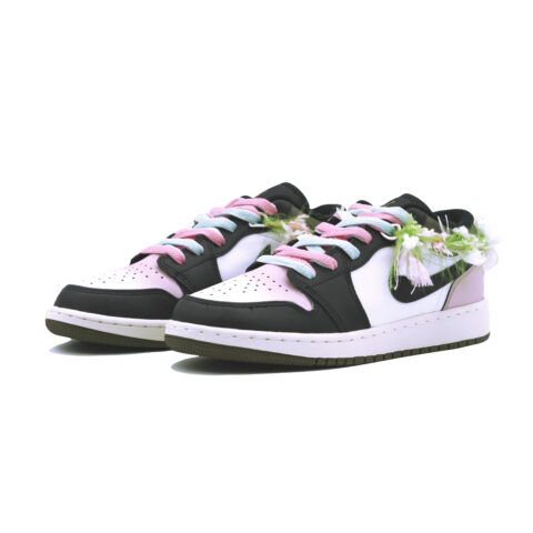 Jordan Air Jordan 1 Vintage Basketball Shoes Women’s Low Top Olive Green, Black, Pink