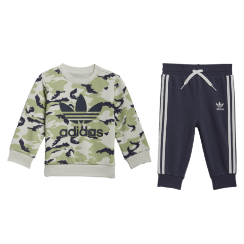 Adidas Originals Casual Sportswear Set Track Gray/Acid Green/Dark Gray Navy Blue/White Kids'