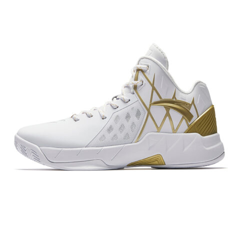 CHAOJIANTA Cushioning Rebound Mid top Basketball Shoes Men’s White Gold