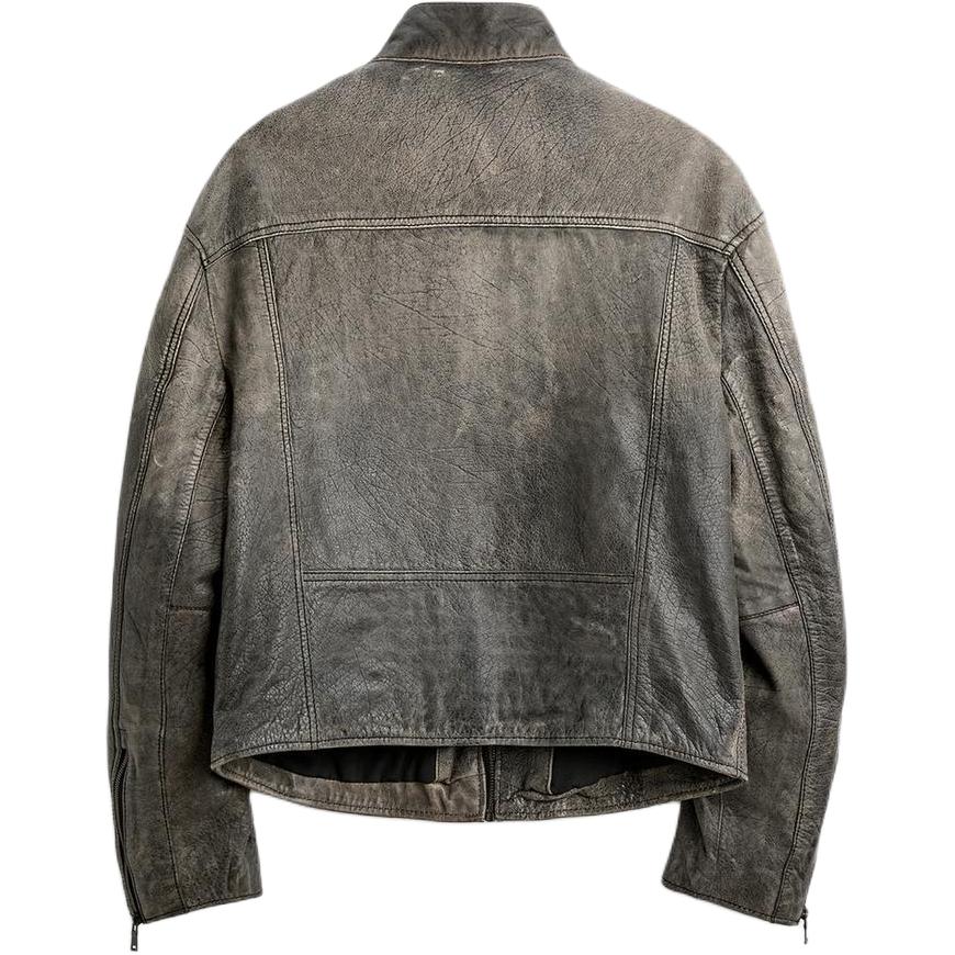 ZARA Leather Jacket Men’s Zebra Print Gray