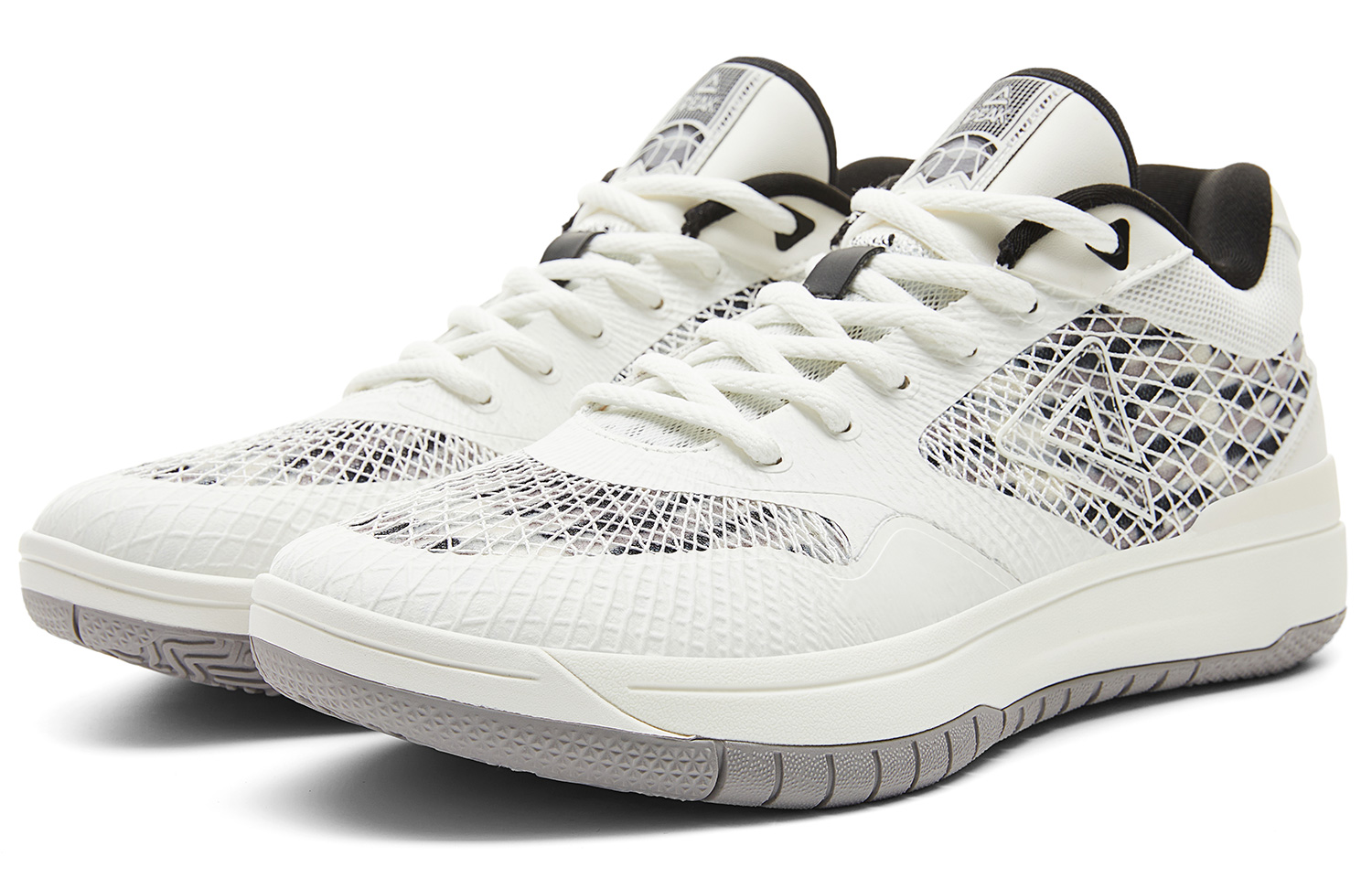 PEAK Slip Resistant, Abrasion Resistant, Rebound Mid top Basketball Shoes Men’s White Gray Black