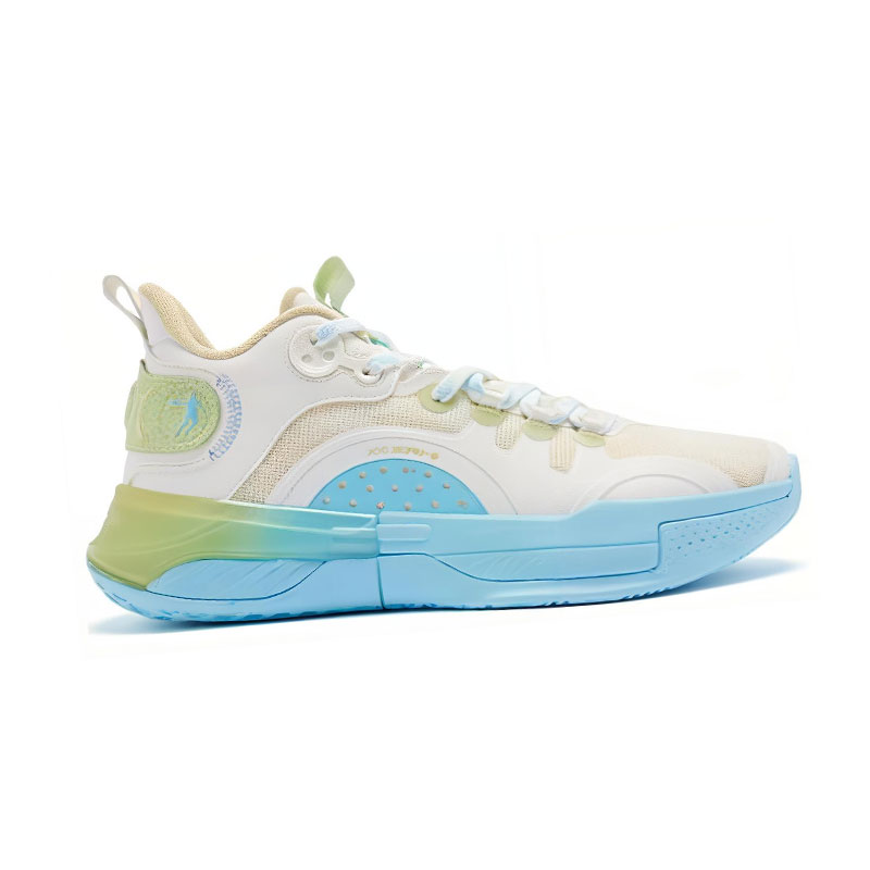 QIAODAN Shui Abrasion Resistant Breathable Low top Basketball Shoes Men’s Beige Blue