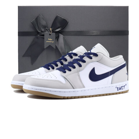 Jordan Air Jordan 1 Slip Resistant Abrasion Resistant Low top Vintage Basketball Shoes Unisex White Gray