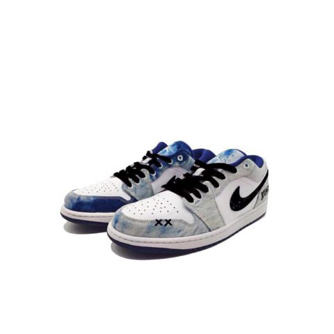 Jordan Air Jordan 1 Abrasion Resistant Low top Vintage Basketball Shoes Men’s White Blue