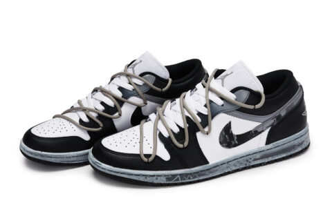 Jordan Air Jordan 1 Low top Vintage Basketball Shoes Unisex Black White Gray