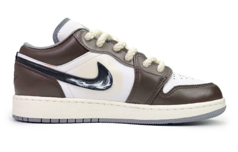 Jordan Air Jordan 1 Linden Slip Resistant Abrasion Resistant Low top Vintage Basketball Shoes GS White Brown