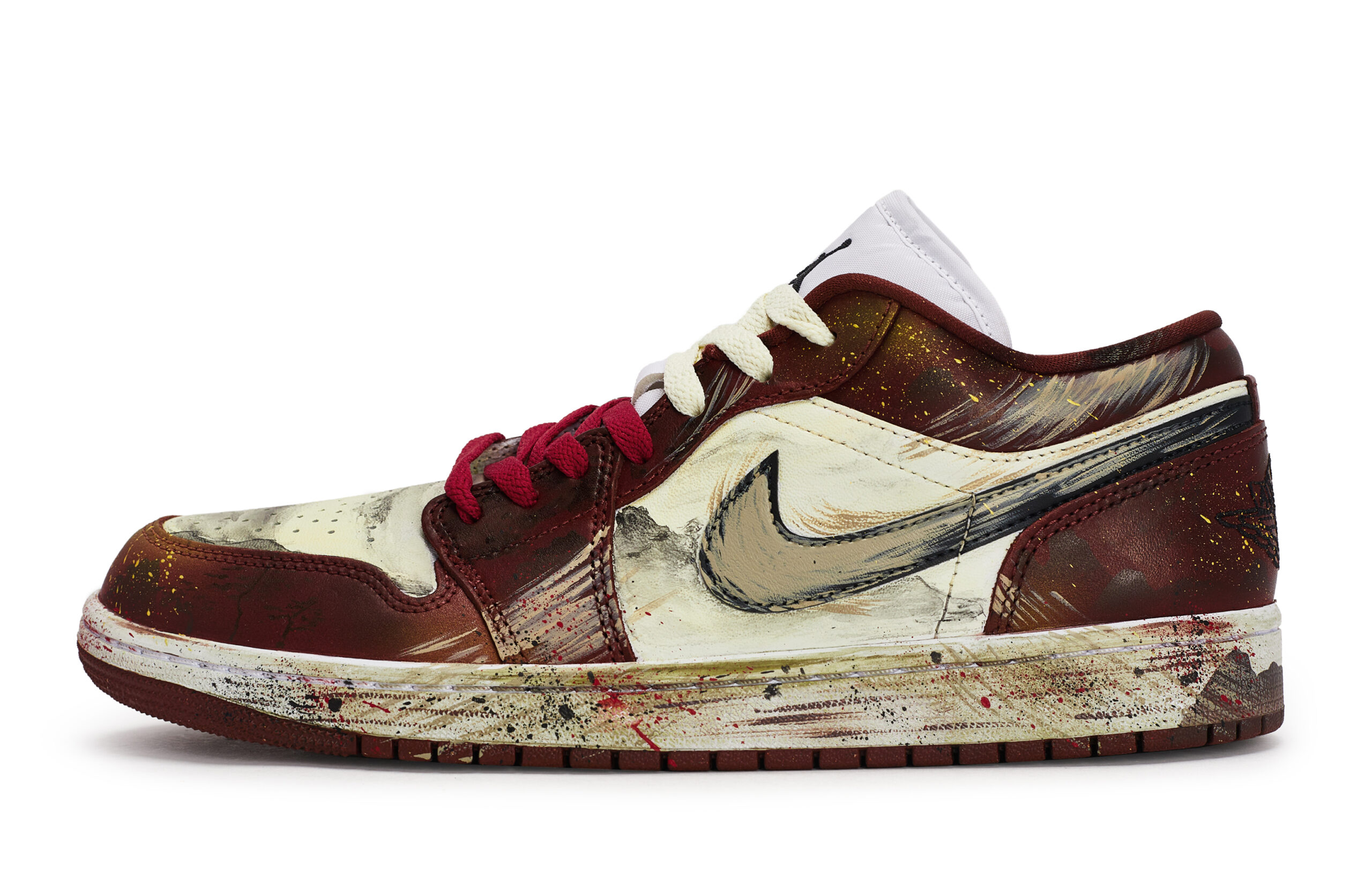 Jordan Air Jordan 1 Vintage Basketball Shoes Unisex Low Top Beige/Red/Brown