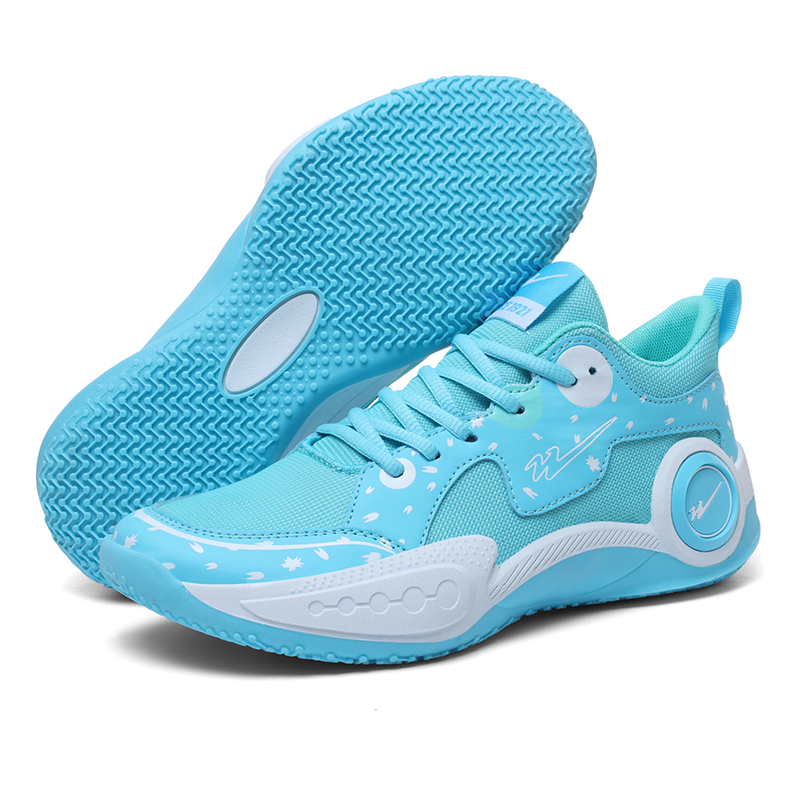 Binary Cushioning Breathable Slip Resistant Cushioning Breathable Slip Resistant Low top Basketball Shoes Unisex Aqua