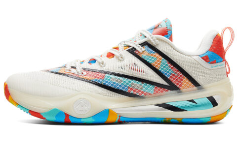 PEAK Abrasion Resistant Rebound Anti Twist Low top Basketball Shoes Men’s White Orange Green