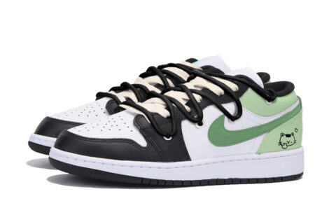 Jordan Air Jordan 1 Puppy Fragment Slip Resistant Abrasion Resistant Low top Vintage Basketball Shoes Men’s Black Green