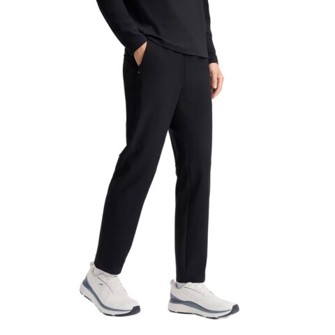 FILA Fitness Minimalist Style Brand Logo Fitness Comfortable Thermal Fleece Lined Woven Sports Pants Men’s Pitch Black
