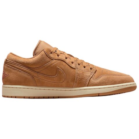 Jordan Air Jordan 1 Abrasion Resistant Low top Vintage Basketball Shoes Unisex Linen Brown