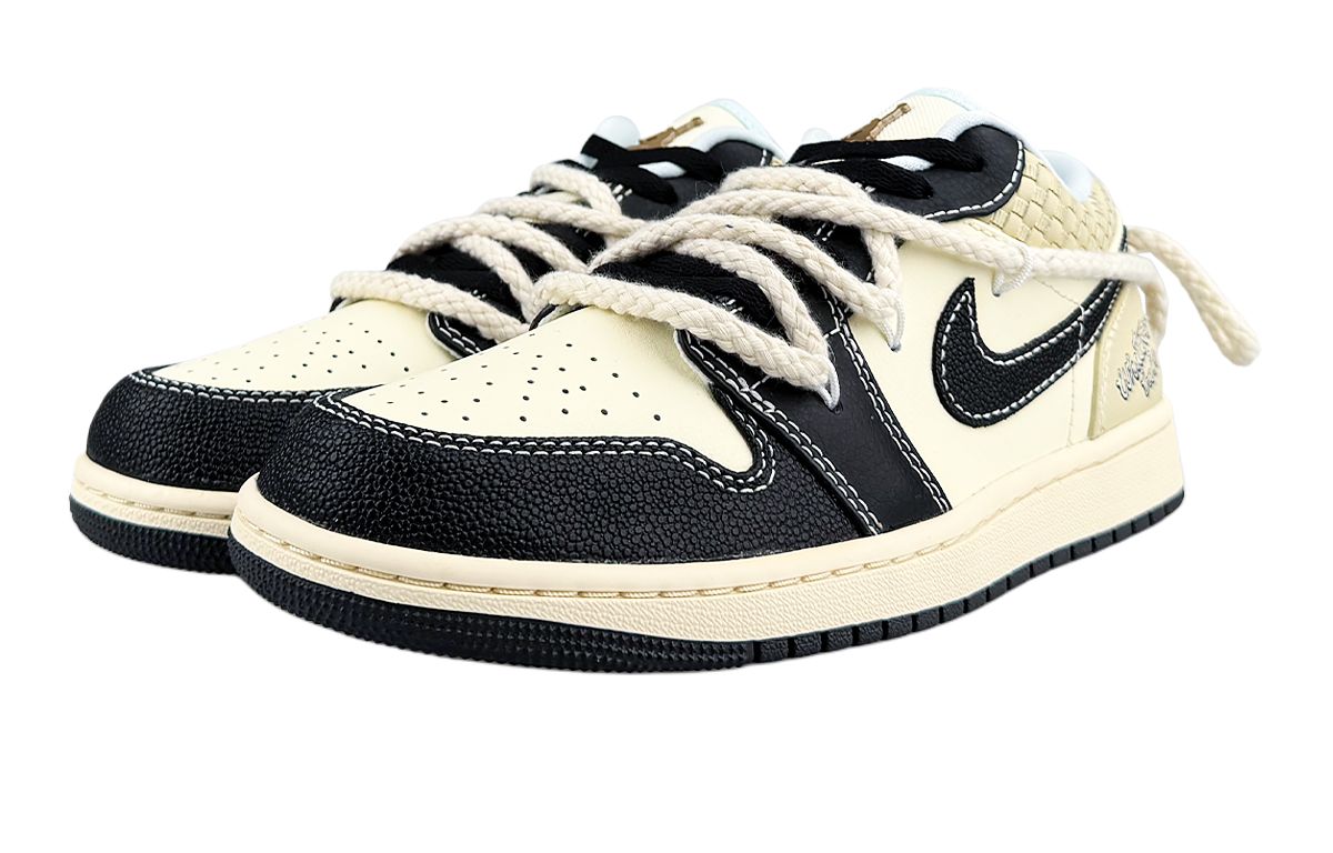 Jordan Air Jordan 1 Low top Vintage Basketball Shoes Men’s Beige Black