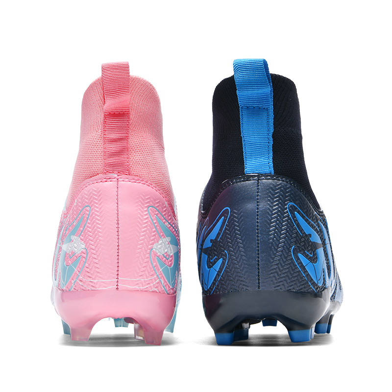 XISAILONG AG Artificial Ground Slip Resistant Coverage Slip Resistant Coverage Soccer Shoes Unisex Pink Blue Mismatched