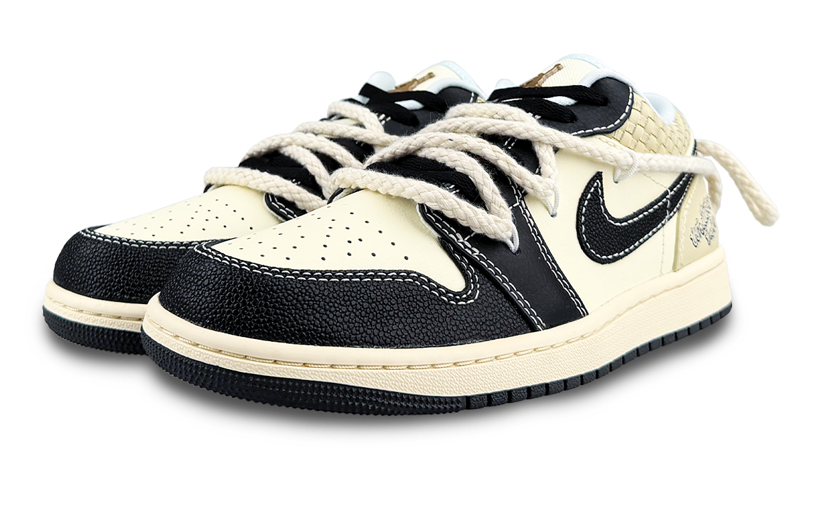 Jordan Air Jordan 1 Low top Vintage Basketball Shoes Men’s Beige Black