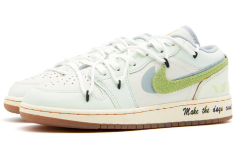 Jordan Air Jordan 1 Low SE Slip Resistant Abrasion Resistant Low top Vintage Basketball Shoes GS White Green
