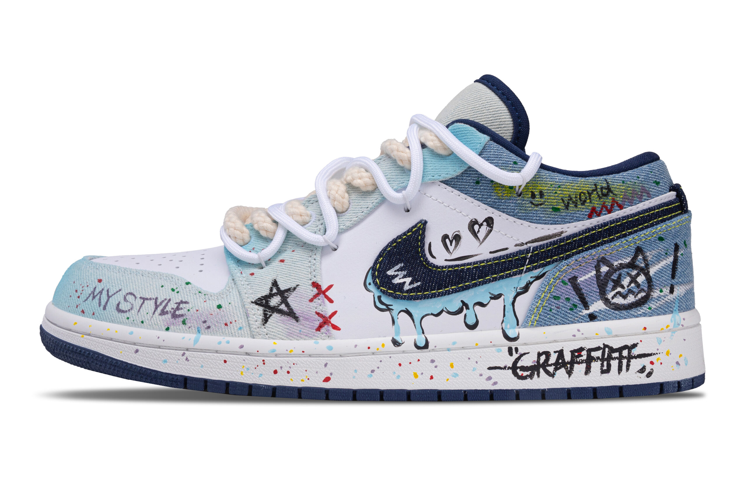 Jordan Air Jordan 1 Graffiti Style Abrasion Resistant Low top Vintage Basketball Shoes Men’s