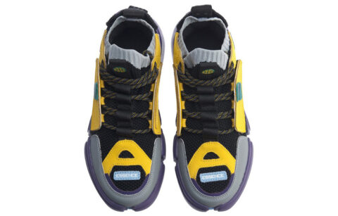 Li Ning Slip Resistant, Abrasion Resistant, Breathable Mid top Vintage Basketball Shoes Women’s Black Gray Yellow