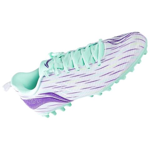 Li Ning MG Multi Ground Artificial Turf Slip Resistant Abrasion Resistant Soccer Shoes Men’s White Blue Purple