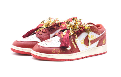 Jordan Air Jordan 1 Blissful Union Abrasion Resistant Low top Vintage Basketball Shoes Unisex Red White