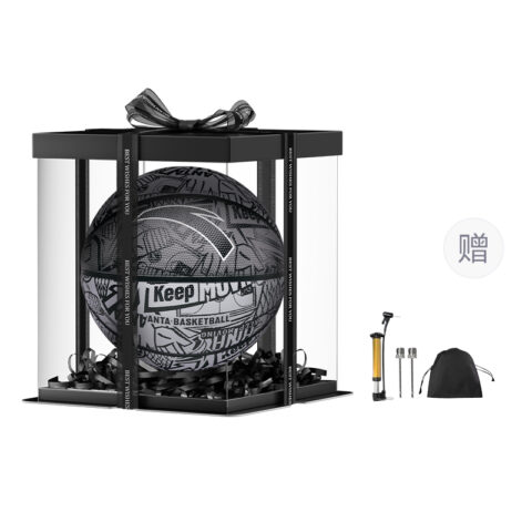 Anta Rubber Basketball Trendy Toy All Over Print Black, Comfortable Hand Feel 7/Size 5 Ball Street Training Competition