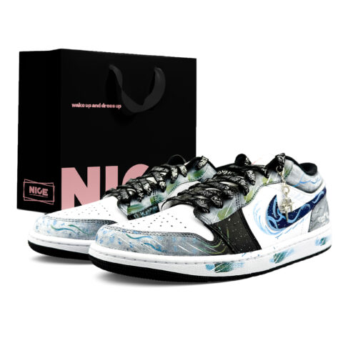 Jordan Air Jordan 1 Low top Vintage Basketball Shoes Unisex Black Gray