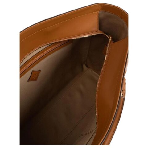 MCM Visetos Canvas, Textile, Artificial Leather Handbag Large Unisex Cognac