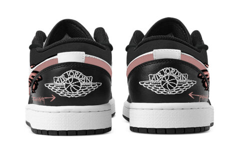 Jordan Air Jordan 1 Street Graffiti Abrasion Resistant Low top Vintage Basketball Shoes Women’s Black Pink
